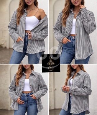 Clothes, Footwear & Accessories in Loussiya - قميص نسواني مقلم مع ستراس
