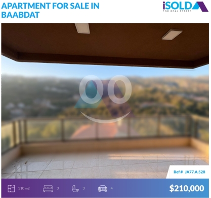 Apartments for sale in Baabdat - 310m2 duplex apartment+terrace+view 4sale in Baabdat - شقة في بعبداتJA77A528