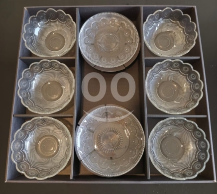 Kitchen appliances in Amchit - Set of 6 Elegant Glass Hospitality Bowls with Saucers | طقم كاسات ضيافة زجاجي مميز مكون من 6 قطع