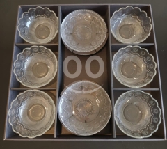 Set of 6 Elegant Glass Hospitality Bowls with Saucers | طقم كاسات ضيافة زجاجي مميز مكون من 6 قطع