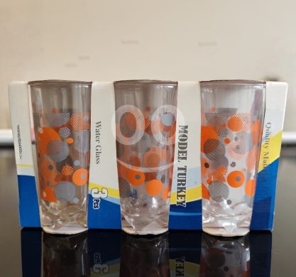 Kitchen appliances in Amchit - Set of 3 Large Water Glasses with Modern Pattern - $3 | طقم 3 كبايات كبيرة للشراب بنقشة مميزة