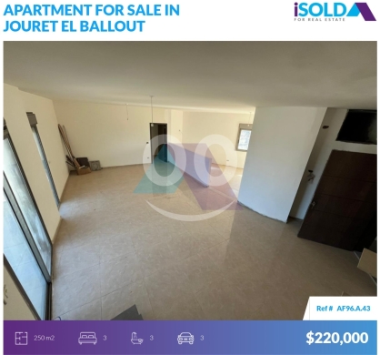 Apartments for sale in Jouret el-Ballout - 250m2 apartment+mountain view 4sale in Jouret El Ballout - جورة البلوطAF96A43