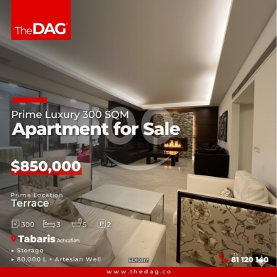 Apartments for sale in Tabaris - Prime Luxury 300 SQM Apartment for Sale in Achrafieh Tabaris شقة للبيع ED10317