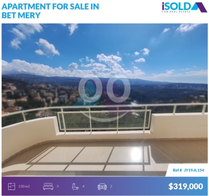 Apartments for sale in Beit Meri - 230m2 apartment+mountain view 4sale in Bet Mery - شقة في بيت مريJY19A154