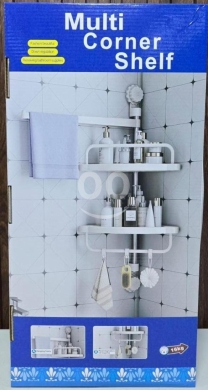 Other home furniture dans Saïda - رف زاوية للحمام طابقين مع تعاليق وقفل ضغط متين | 2-Tier Corner Bathroom Rack with Hooks & Suction