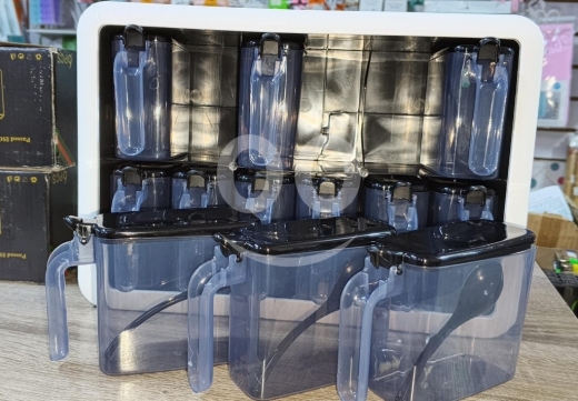 Kitchen in Saida - طقم منظم بهارات بلاكسي 12 قطعة مع قاعدة تعليق | 12-Piece Plaxi Spice Organizer Set