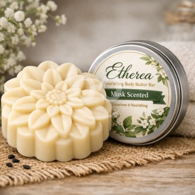 Health & Beauty in Biaqout - زبدة الجسم المغذية برائحة المسك ٨٠ غرام | Nourishing Musk Body Butter Bar 80g Solid Botanical Bloom