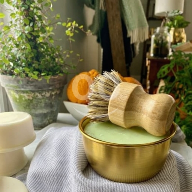 Health & Beauty in Biaqout - طقم جلي الأطباق الصديق للبيئة مع وعاء وفرشاة | Eco-Friendly Solid Dish Soap Set with Bowl & Brush