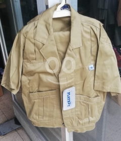 جاكيت بلايبوي بيج بأكمام قصيرة وجيوب متعددة | Playboy Beige Short Sleeve Jacket with Multiple Pocket