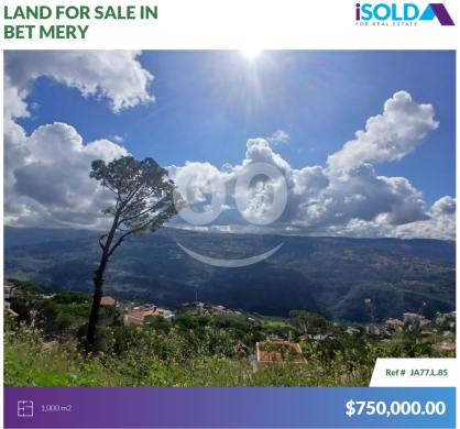 Lands for sale in Beit Meri - 1000m2 land+prime location+mountain view 4sale in Bet Mery - بيت ميريJA77L85