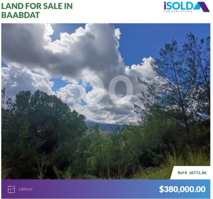 Lands for sale in Baabdat - 1000m2 land+prime location+open view 4sale in Baabdat - بعبداتJA77L86