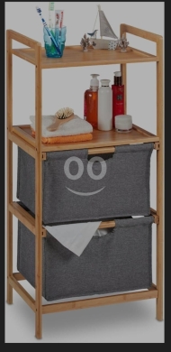 Other home furniture in Al Zarif - 2 shelves and fabric basket bamboo stand