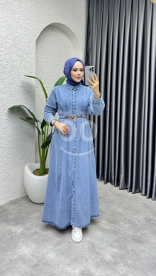 Vêtements, chaussures et accessoires dans Jeb Jenine - فستان جينز طويل عصري مع حزام | Modern Long Denim Dress with Belt