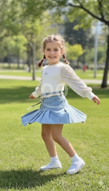 Clothes, Footwear & Accessories in Jeb Jenine - طقم بناتي عصري: تنورة جينز وبلوزة أنيقة | Trendy Girls&#039; Outfit: Denim Skirt & Stylish Top