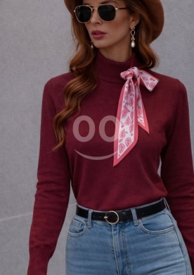 Clothes, Footwear & Accessories in Jeb Jenine - كنزة صوفية ناعمة بياقة عالية مع وشاح أنيق | Soft Turtleneck Knit Top with Elegant Scarf