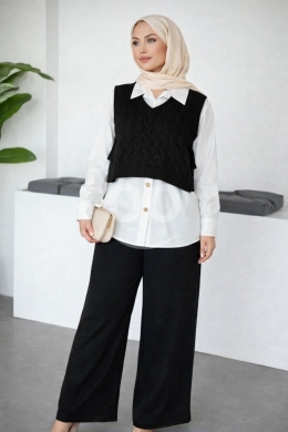 كنزة صوفية ناعمة بياقة متموجة | Soft Scalloped Collar Knit Top — 2
