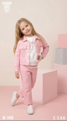 Clothes, Footwear & Accessories in Jeb Jenine - طقم بناتي وردي أنيق: جاكيت جينز وبنطال متناسق | Trendy Girls&#039; Pink Denim Set