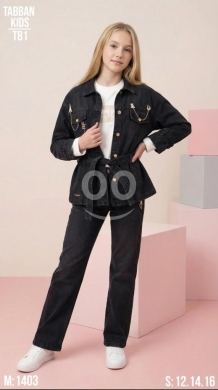 Vêtements, chaussures et accessoires dans Jeb Jenine - طقم بناتي عصري: سترة بيضاء مع بنطال جينز واسع | Trendy Girls&#039; Modern Set: White Vest & Jeans