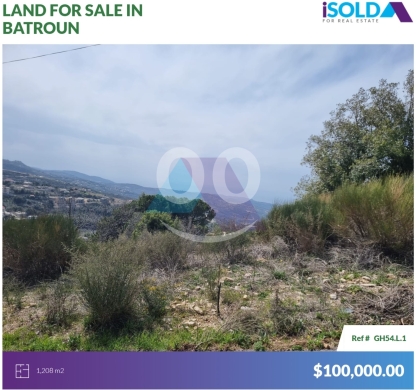 Lands for sale in Batroun - 1208m2 land+prime location 4sale in Bchaaleh/Batroun - بشعلة/بترونGH54L1