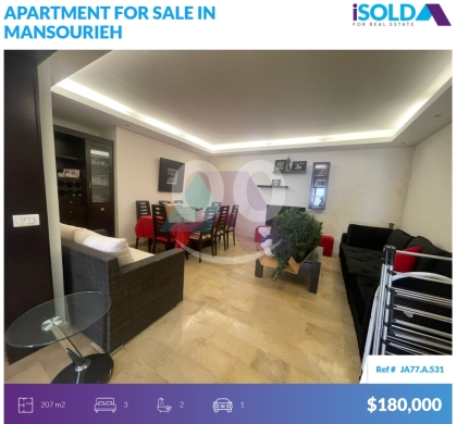 Apartments for sale in Mansourieh - 160m2 apartment+terrace 4sale in Mansourieh - شقة للبيع في المنصوريةJA77A531