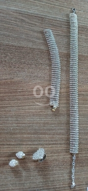 Antiques & Collectibles dans Beyrouth - طقم مجوهرات فضة خالص وستراس - كولييه وإسوارة وحلق وخاتم | Pure Silver & Strass Jewelry Set