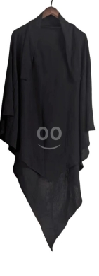 Vêtements, chaussures et accessoires dans Bhorsaf - كارديجان شيفون أسود بتصميم واسع وأنيق - سعر 10$ | Elegant Black Chiffon Open-Front Cardigan