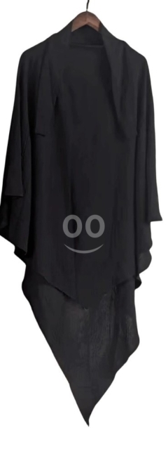 كارديجان شيفون أسود بتصميم واسع وأنيق - سعر 10$ | Elegant Black Chiffon Open-Front Cardigan