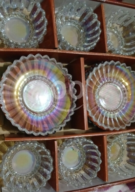 أدوات المطبخ في بحرصاف - طقم كاسات زجاجية لؤلؤية فاخرة (12 قطعة) - سعر 22$ | Luxury Iridescent Glassware Set (12 Pcs)