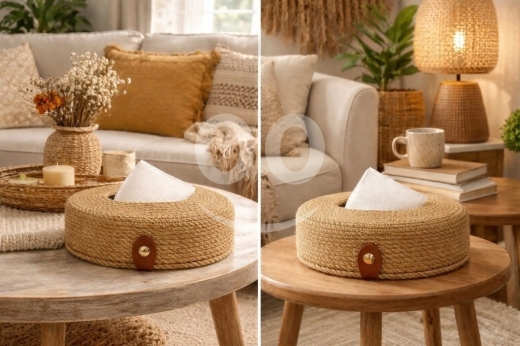 Other home furniture dans Mina - علبة مناديل يدوية من حبال الخيش أو القطن الطبيعي | Handmade Jute or Cotton Rope Tissue Box - $10