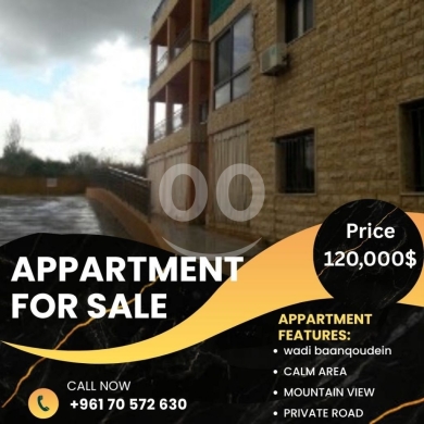 Apartments for sale in Wadi Baankoudine - شقة لقطة للبيع في وادي بعنقودين جزين Furnished 130 sqm Mountain View Apartment