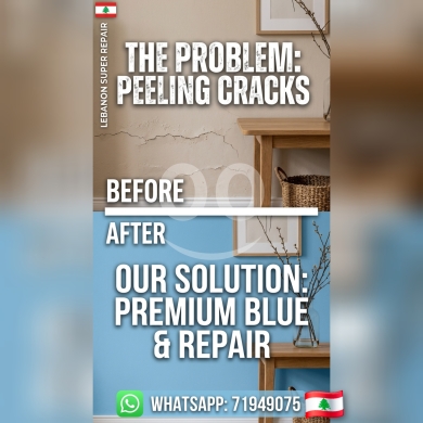 Home Repair in Baouchriye - SATISFYING Wall Painting Transformation! From Cracked Walls to Modern Blue | Lebanon Super Rep