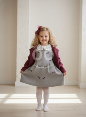 Produits pour bébés et enfants dans Nadim EL Jisr - طقم بناتي فاخر 4 قطع فستان مع معطف وبيريه وحلق | Girls Luxury 4-Piece Dress Set with Manto & Beret