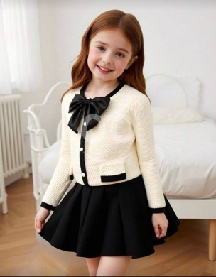 Produits pour bébés et enfants dans Nadim EL Jisr - طقم بناتي شيك من قطعتين كنزة تريكو وتنورة بليسيه | Girls&#039; 2-Piece Knit Cardigan & Pleated Skirt Set