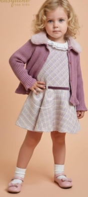 Baby & Kids Stuff in Nadim EL Jisr - طقم بناتي 3 قطع فاخر بفستان وجاكيت تويد بلمسة لؤلؤية | Girls Luxury 3-Piece Tweed Jacket & Dress Set