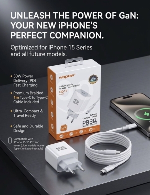Other electronics in Achrafieh - شاحن Wopow الجديد بقوة 30 واط مع كابل Type-C فائق السرعة | New Wopow 30W Super Fast Charger + 65W