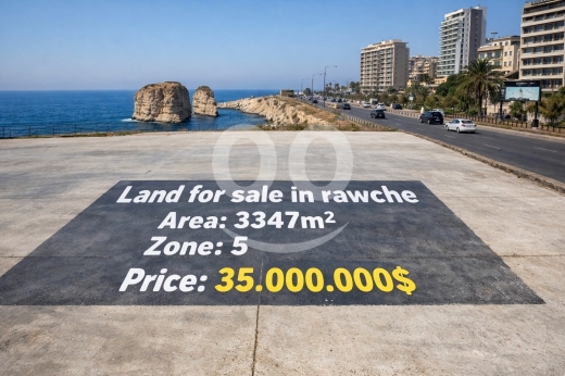 Lands for sale in Rawche - أرض مميزة 3350م² على الشارع الرئيسي في الروشة للبيع