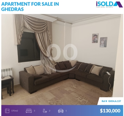 Apartments for sale in Ghedras - Furnished 170m2 apartment+terrace+sea view 4sale in Ghedras - غدراسGH54A137