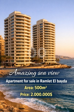 Apartments for sale in Ramlet al-Baydah - شقة 500م² فاخرة في رملة البيضا - بيروت / خط أول