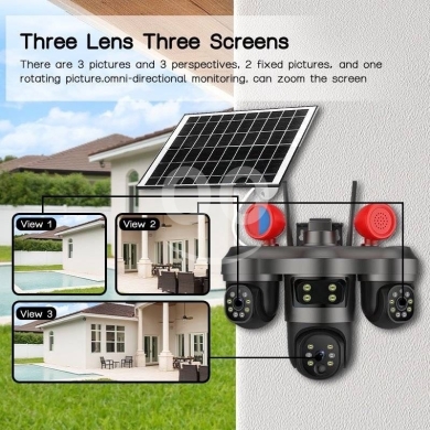 كاميرا مراقبة احترافية 4G ذكية - 3 عدسات و3 شاشات | Wireless 4G Smart Security Camera 3-L… — 3