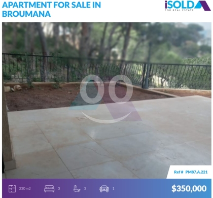 Apartments for sale in Broumana - 230m2 apartment+mountain view+terrace view 4sale in Broumana- برمانا PM87A221