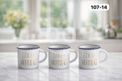 طقم فناجين قهوة سيراميك Good Morning راقي 3 قطع | 3-Piece Good Morning Ceramic Coffee Mug Set 6$