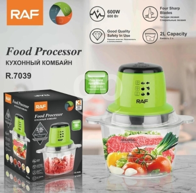 Kitchen appliances in Tripoli - محضرة طعام RAF سعة 2 لتر بقوة 600 واط مع 4 شفرات حادة | RAF 2L Food Processor 600W 4 Blades