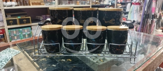Other electronics in Taalabaya - طقم توابل سيراميك أسود رخامي 7 قطع | 7-Piece Black Marble Ceramic Spice Set