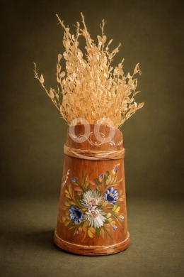Antiques & Collectibles dans Batroun - مزهرية خشبية أنتيك مزخرفة يدوياً بنقوش ورد كلاسيكية | Antique Hand-Painted Floral Wooden Vase