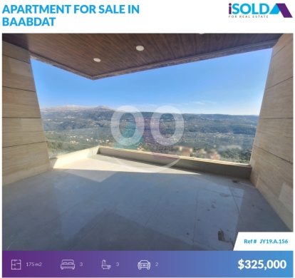 Apartments for sale in Baabdat - 175m2 apartment+mountain view 4sale in Baabdat - شقة للبيع في بعبداتJY19A156
