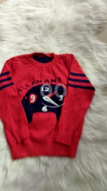 Clothes, Footwear & Accessories in Beirut City - كنزة صوفية حمراء للأولاد عمر 9 سنوات بتصميم فيل وساعة | Boy&#039;s Red Elephant & Clock Sweater Age 9