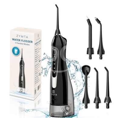 Health & Beauty in Tal - جهاز تنظيف الأسنان المائي لاسلكي 300 مل مع 5 رؤوس و3 أنماط | Rechargeable Water Flosser 300ml