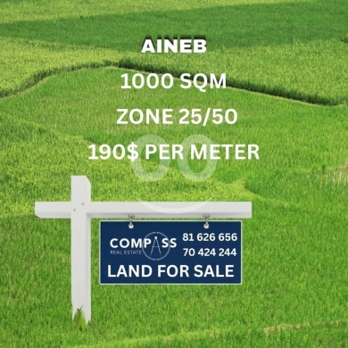 Lands for sale in Aley - أرض للبيع في عيناب - عاليه بمساحة 1000 متر مربع | Prime Land for Sale in Aineb - Aley 1,000 sqm