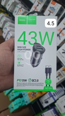 Mobile accessories in Beirut City - شاحن سيارة هوكو NZ16A بقوة 43 واط مع كابل تايب سي سريع | Hoco NZ16A 43W Dual Port Car Charger Set