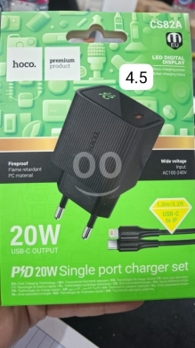 Mobile accessories in Beirut City - شاحن هوكو CS82A بقوة 20 واط مع شاشة رقمية وكابل آيفون | Hoco CS82A 20W Smart Charger Set LED Display